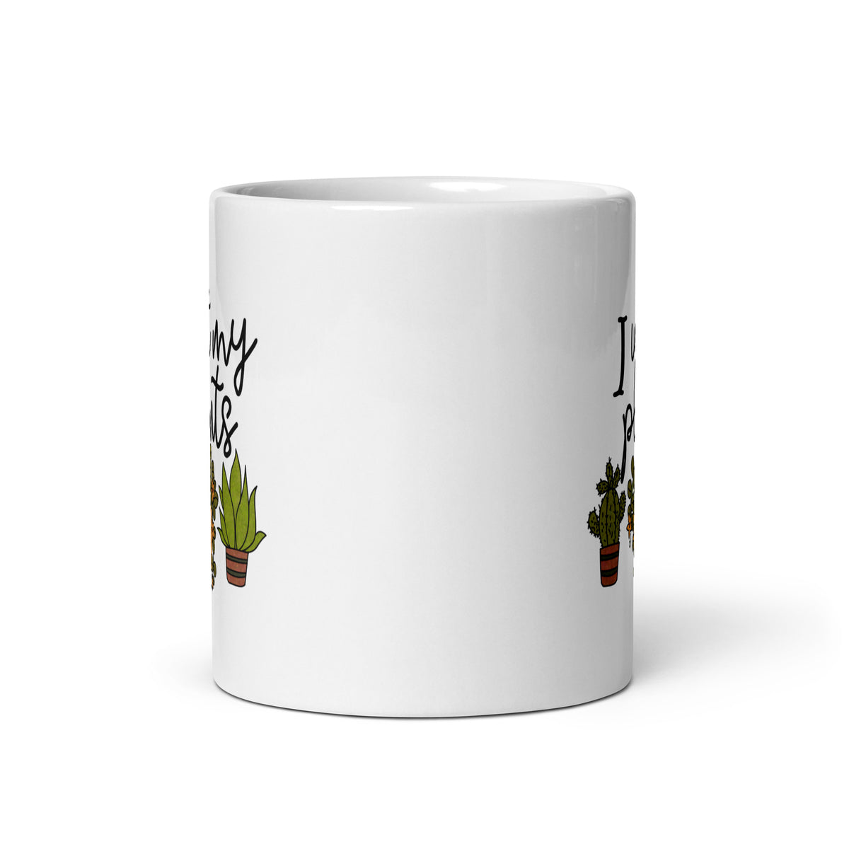 I Wet My Plants White Glossy Mug